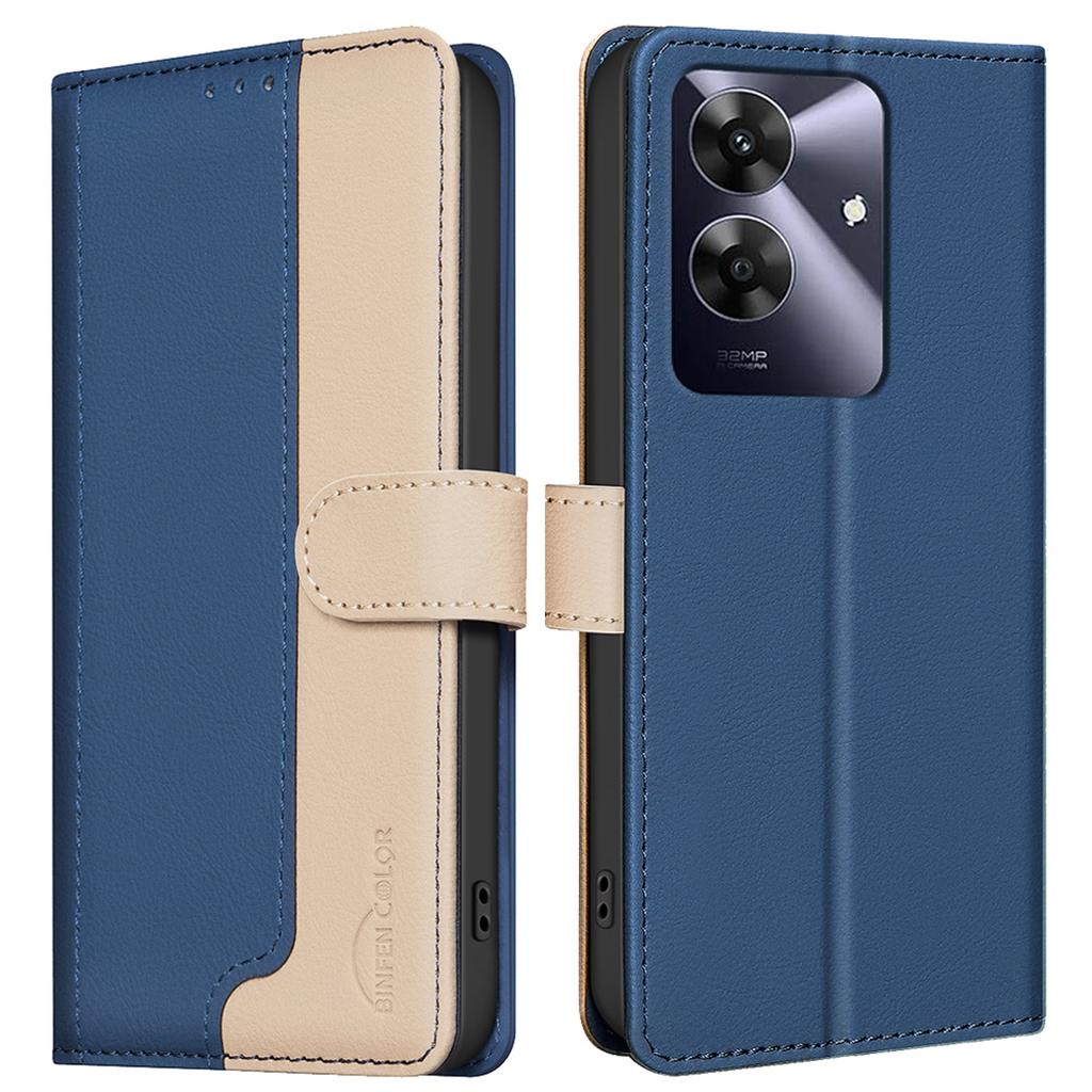 BINFEN COLOR BF33 for Realme Note 60/C61 4G Leather Case Splicing Color RFID Blocking
