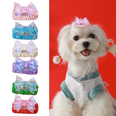 Pet Barrette Pearly-lustre Handmade Fashion Personality Bows Decor Attractive Pet Grooming Hair-Accessories Dog Cat