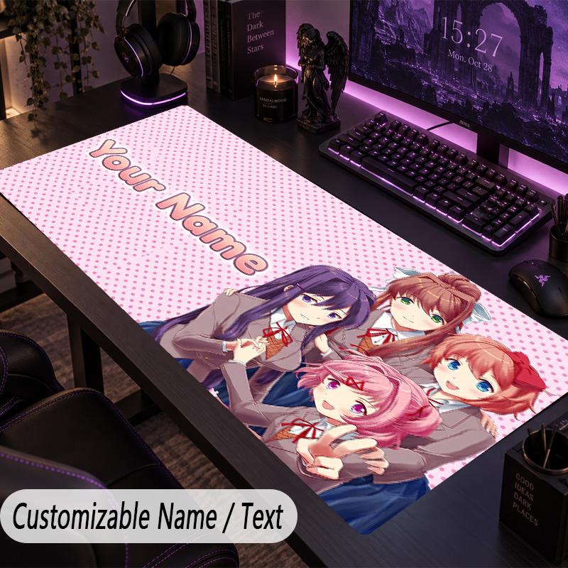 Custom Text Big Mousepad, Extended Desk Pad For Laptop Work GameDoki Doki Literature Club