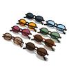 SO&EI Fashion Small Oval Sunglasses Rivets Women Shades UV400 Vintage Punk Men Candy Color Sun Glasses