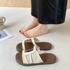 Set of Toe Slippers Women's Summer Wear New Retro Simple with Skirt Rhinestone Pedal Sandals