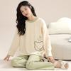 Soft and Comfortable Pajamas Women's Spring and Autumn Imitation Cotton Simple Casual Style Long-sleeved Suit Skin-friendly and Breathable Women's