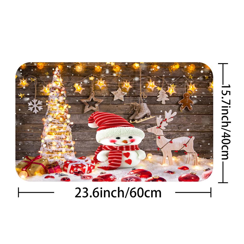 1Pc Waterproof Shower Curtain With Hooks Christmas Snow Scene Bathtub Curtain Soft Floor Rugs Non-Slip Bath Mat Bathroom Decor