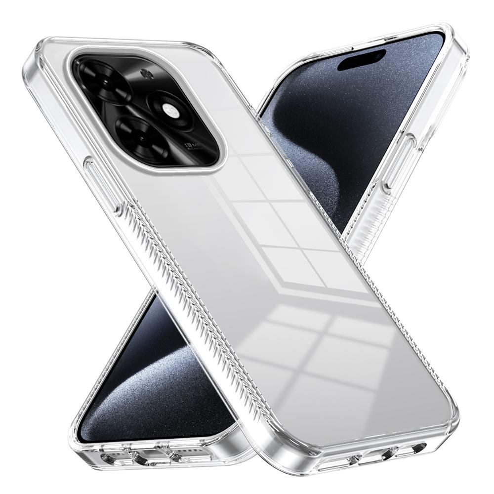 KEYSION Transparent Case for TECNO Spark Go 2024 20 Pro 20C TPU+PC Anti-slip HD Clear Shockproof Phone Cover for Tecno Pop 8