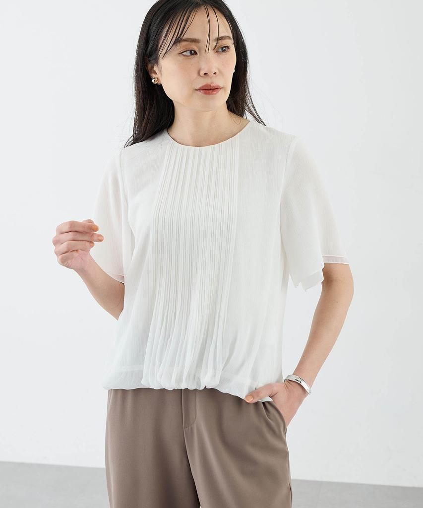 AC by Alpha Cubic Pleated Willow 351634 Women's Off-White Blouse,