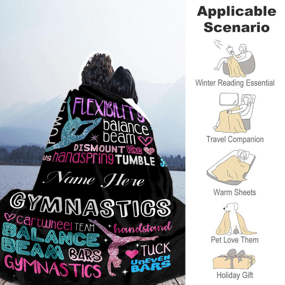 Gymnast Customize Your Name Blanket Throw Personalized Blanket Durable Comfort Perfect for Bed Seaside Living Room Sofa Four Seasons Multipurpose
