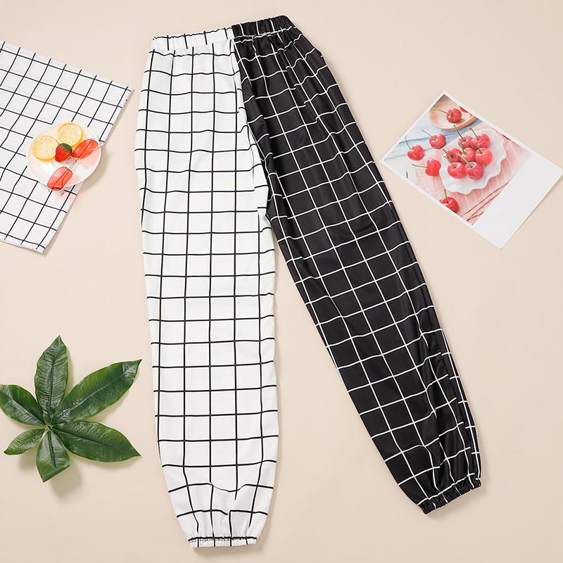 Buy Women Patchwork Plaid Jogger Pants 