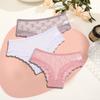 FINETOO 3PCS Women's Lace Panties Sexy Perspective Underwear Briefs Female Solid Color Hollow Out Lingerie Floral Intimates S-XL