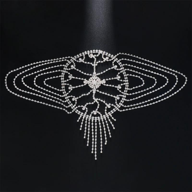 Luxury Elegant Tassel Forehead Headpiece Hollow Full Rhinestone Hat Evening Dress Jewelry Sexy Bridal Hair Chain Party
