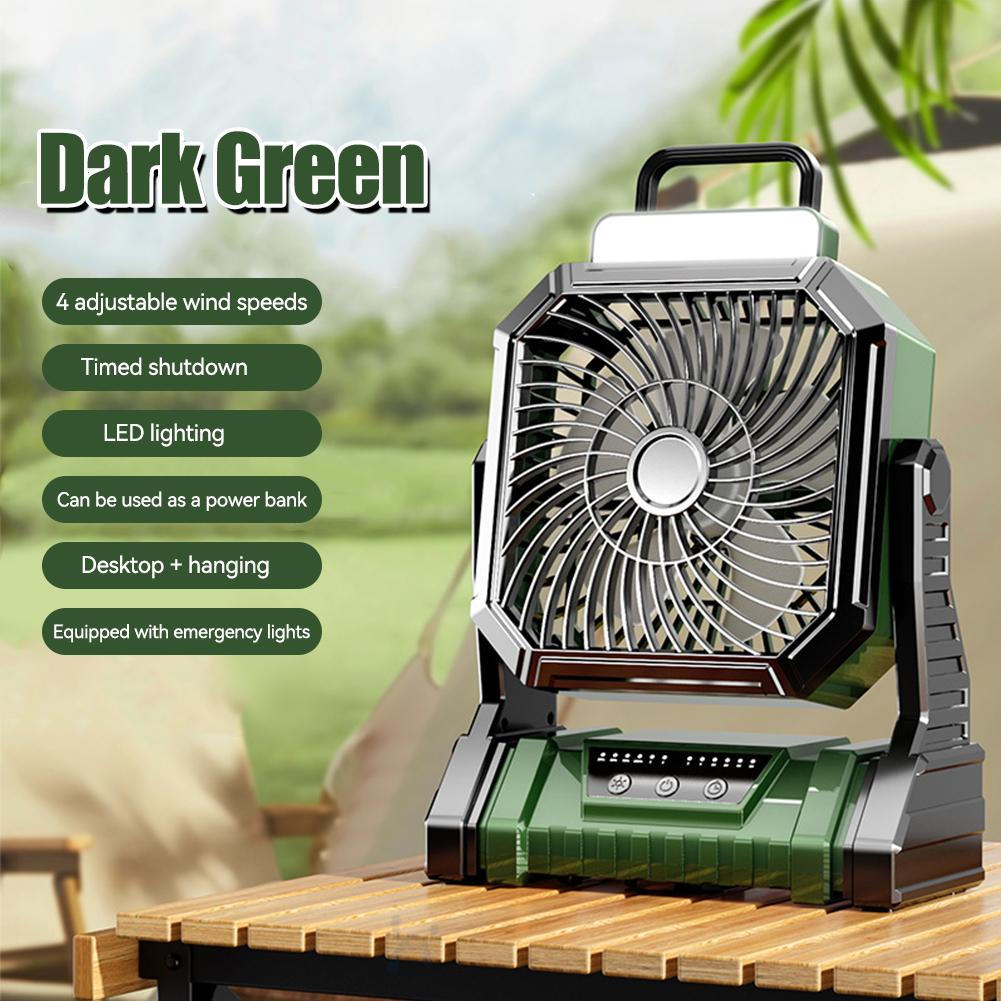 

5400/9000 мАч USB перезаряжаемый вентилятор для кемпинга портативные циркуляторы воздуха беспроводные вентиляторы вентилятор для палатки с крючком Dark Green 5400mah