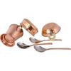 Copper Tableware Serving Set Inside Steel | Dinnerware Combo With Spoon (1 Bucket, 1 Kadhai, 1 Handi), 3 Pieces