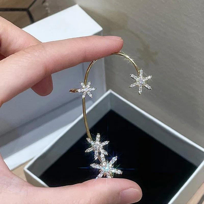 Postříbřené kovové náušnice Leaf Butterfly pro ženy Náušnice bez piercingu Šumivé zirkonové náušnice Módní šperky