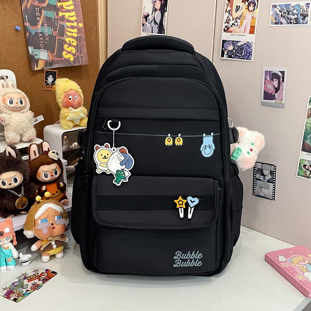 ins Girls College Style Casual Versatile Backpack Junior High School Student Large Capacity School Bag Women's Travel Light Backpack