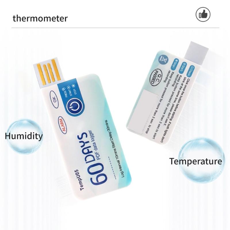 USB Temperature Data Logger 10000 Point Single Use Temperature Recorder with PDF Report Warning Light 60 Days Disposable
