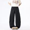 Spring and Summer New European, American and Japanese Black Splicing Wide-leg Loose Scimitar Casual Trousers Men's Trend