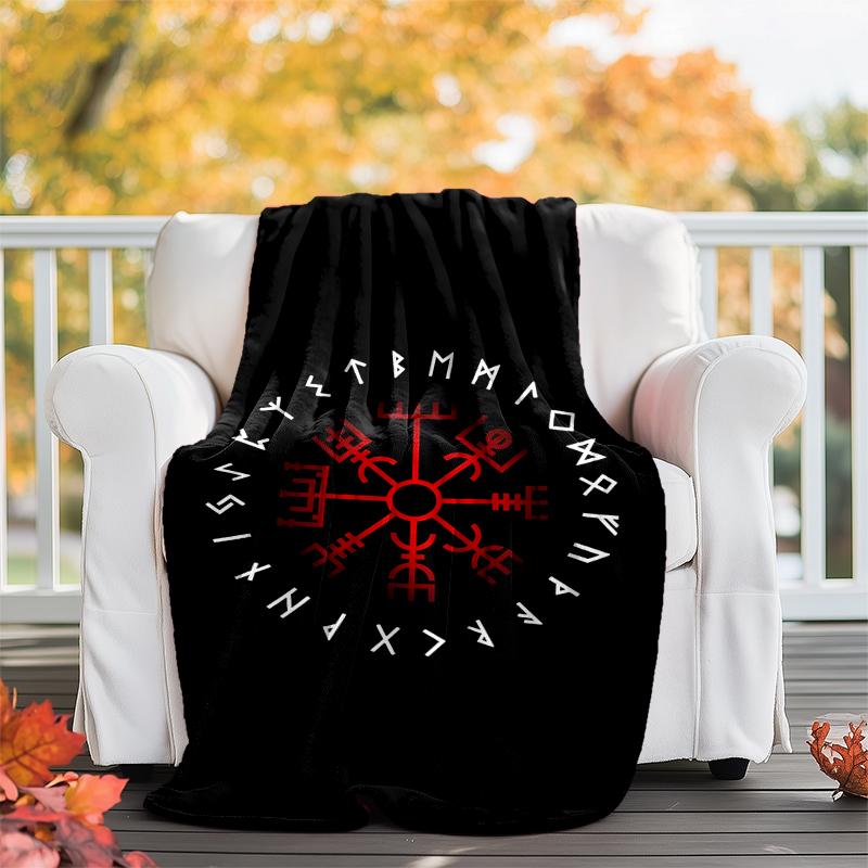 Viking Runes & Tree of Life Flannel Blanket Soft All-Season Throw, Design for Camping, Car Travel, Hiking Sofa, Bed, Office Perfect Gift for Parties