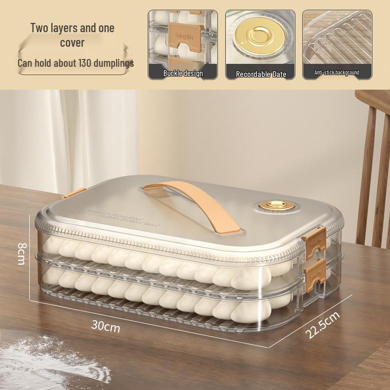 Multi-layer Transparent Dumpling Storage Box with Timer - Kitchen Food Grade Plastic