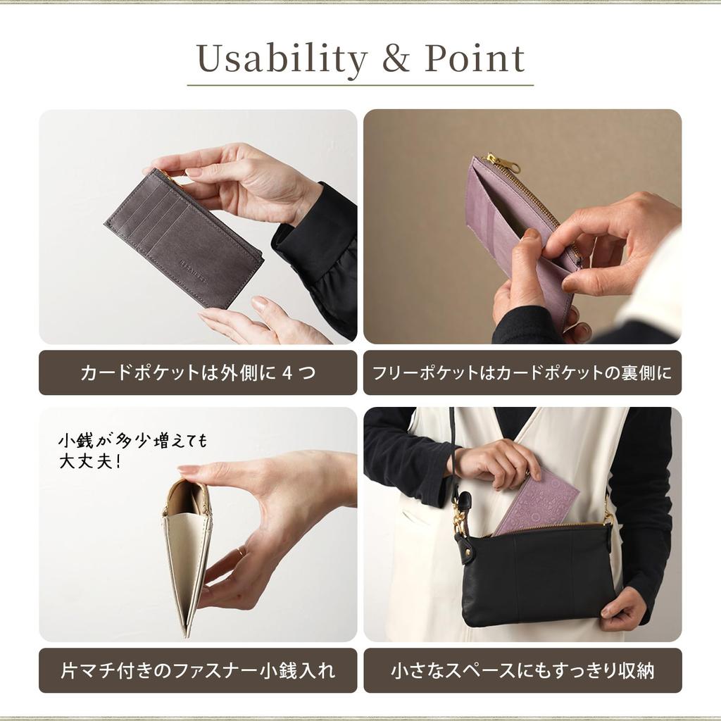 [HIRAMEKI.] Fragment Case, Genuine Leather, Women's Wallet, Slim and Compact, Morris Cashless, William Morris Art, Off-White (Albion White)