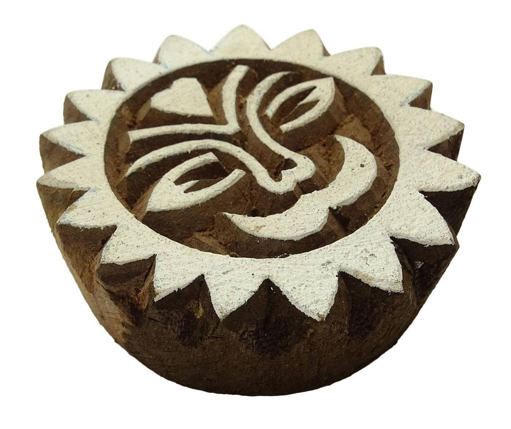 Textile Printing Stamp On Apparel Fabric Border Handmade Sun Design Wooden