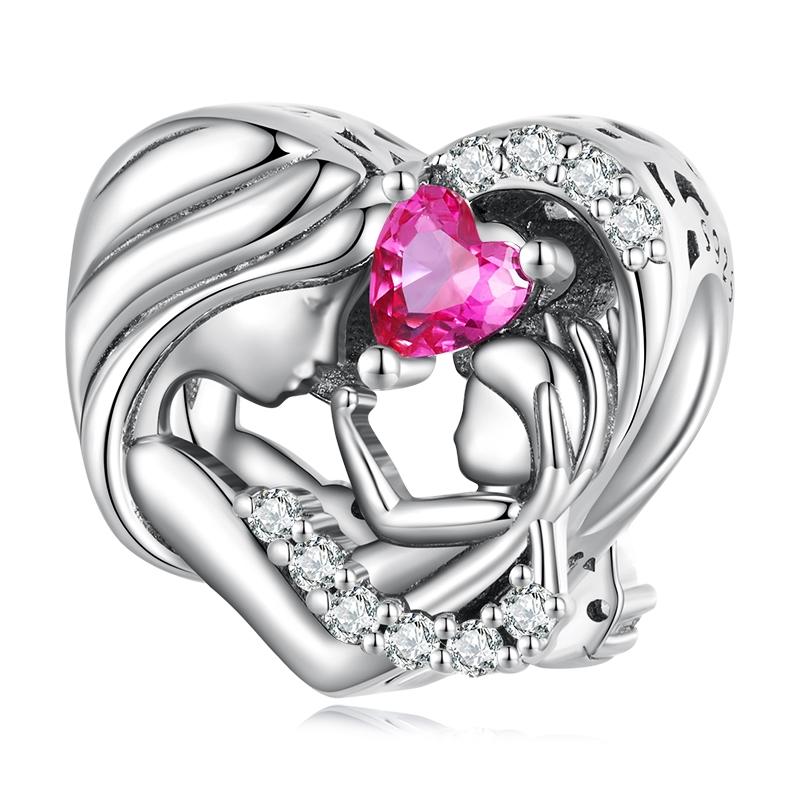 WOSTU 925 Silver Family Jewelry Series Mother & Daughter Charm Sister Beads Angel Guardian Pendant Fit DIY Bracelet NEW