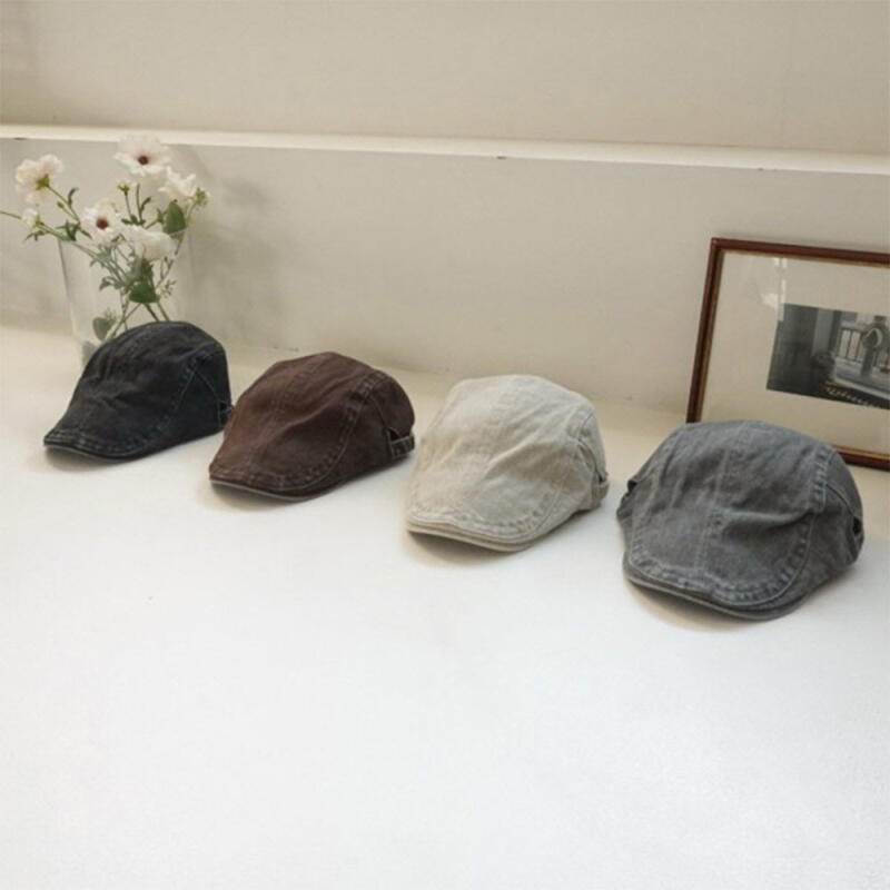 Men s and Women s Classic Washed Hunting Cap Strap Flat Hat beige