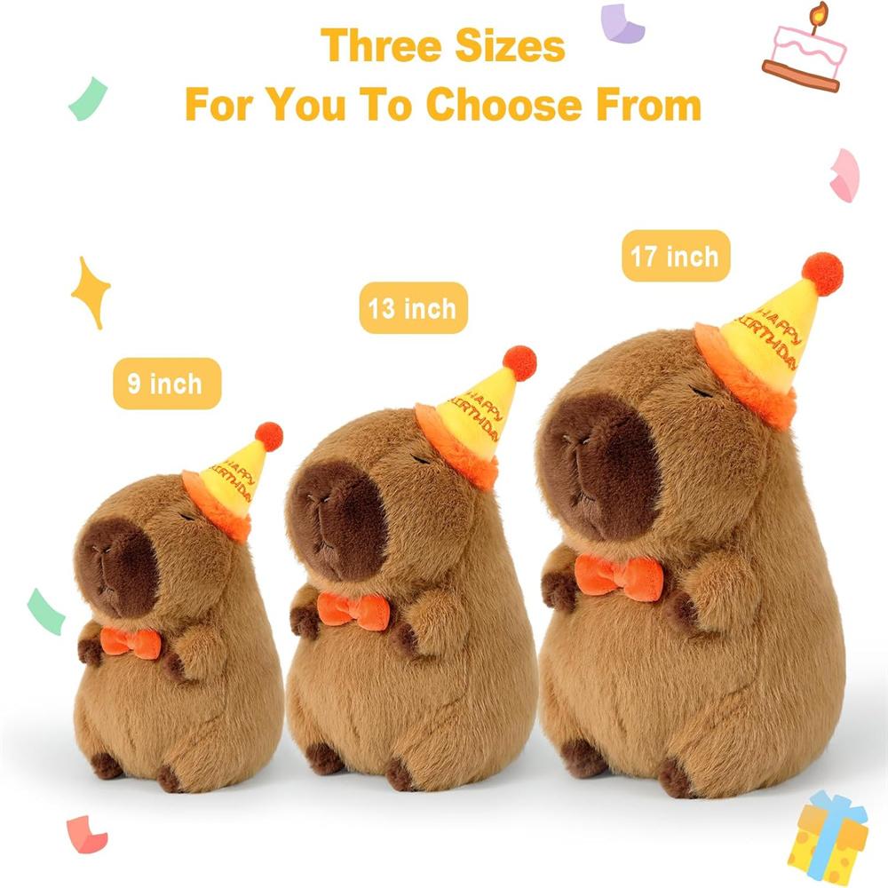 

Cute Happy Birthday Capybara Plush Soft Capybara Stuffed Animal Soft Stuffed Toy Kawaii Birthday Gifts Party Decoration For Kids (As shown-33764)-