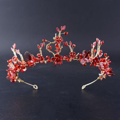 Forest Baroque Crown Wedding Dress Bridal Hair Accessories Wedding Red Head Flower Branch Hair Accessories