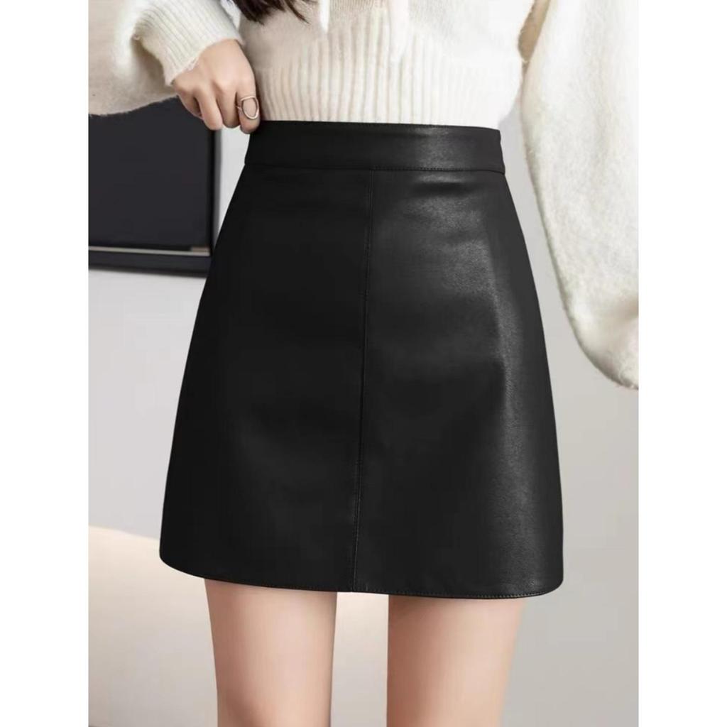 European Style Women's A-Line PU Leather Mini Skirt – Irregular High-Waisted Spring/Autumn Fashion
