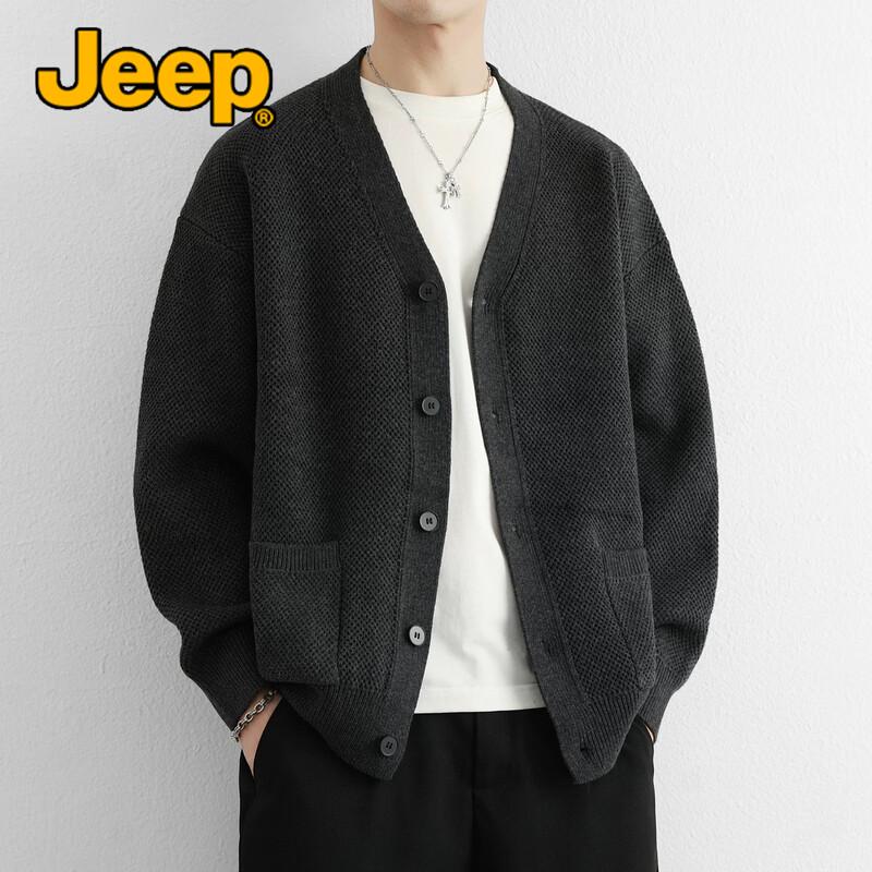 JEEP Men's Casual V-Neck Cotton Knit Cardigan