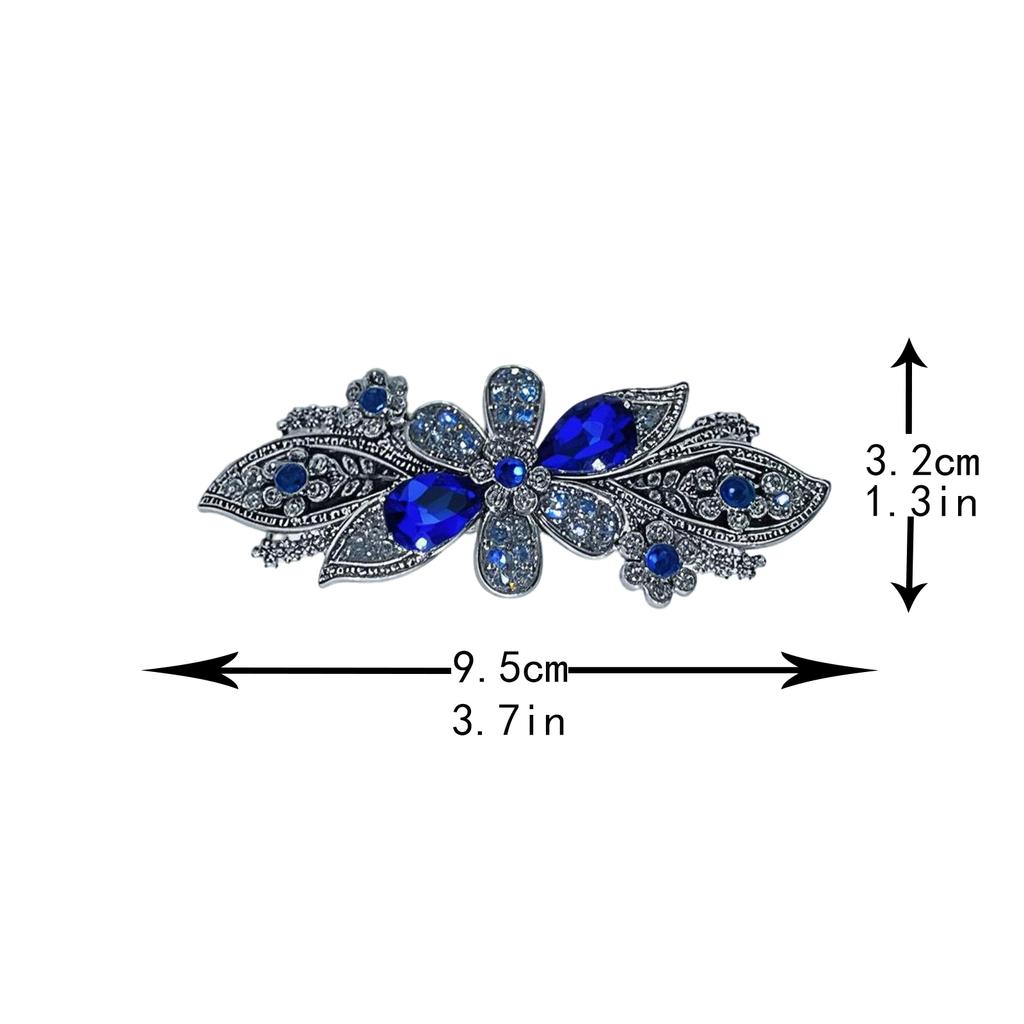 Diamante Hair Clips for Women Blue Crystal Floral Hair Accessories for Bridal Occasions and Special Events