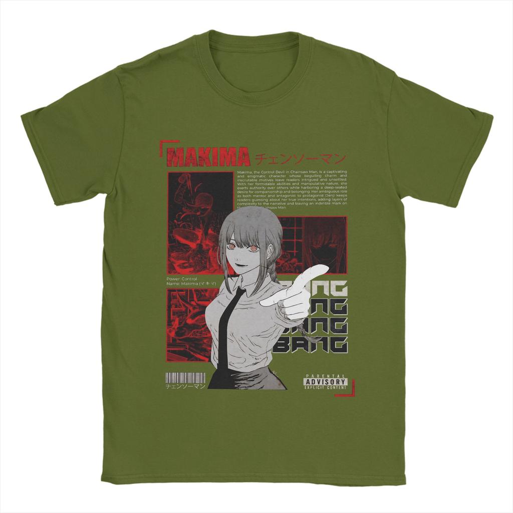 Makima Chainsaw Man Japanisches Anime-Poster T-Shirt Sommer Harajuku T-Shirts Herren Baumwolle Oversize-T-Shirts Kurzarm Vintage-T-Shirt