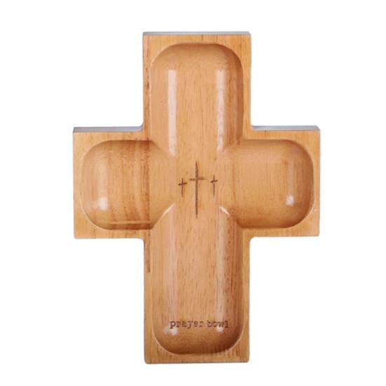 

Дерев яна молитовна чаша 4-секційна сервірувальна таця для хліба, тістечок, фруктів та десертів Багаторазовий посуд для сімейних зустрічей Святкові приналежності 1pc