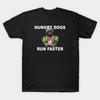 Men Black Print T-shirt Hungry Dogs Run Faster No-Cut Transfer Paper Print Cotton Tshirt