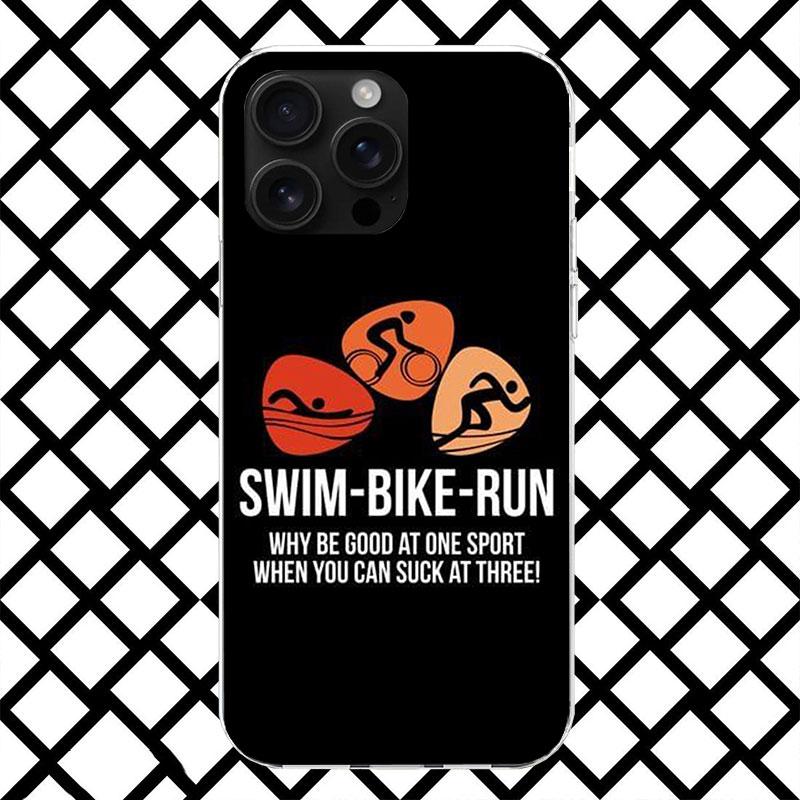 Triathlon Swim Bike Run Phone Case for iPhone 17 Air 16 16E 15 14 Plus 13 Mini 12 11 Pro Max 7 8 + SE 2020 Soft Cover Fundas 17