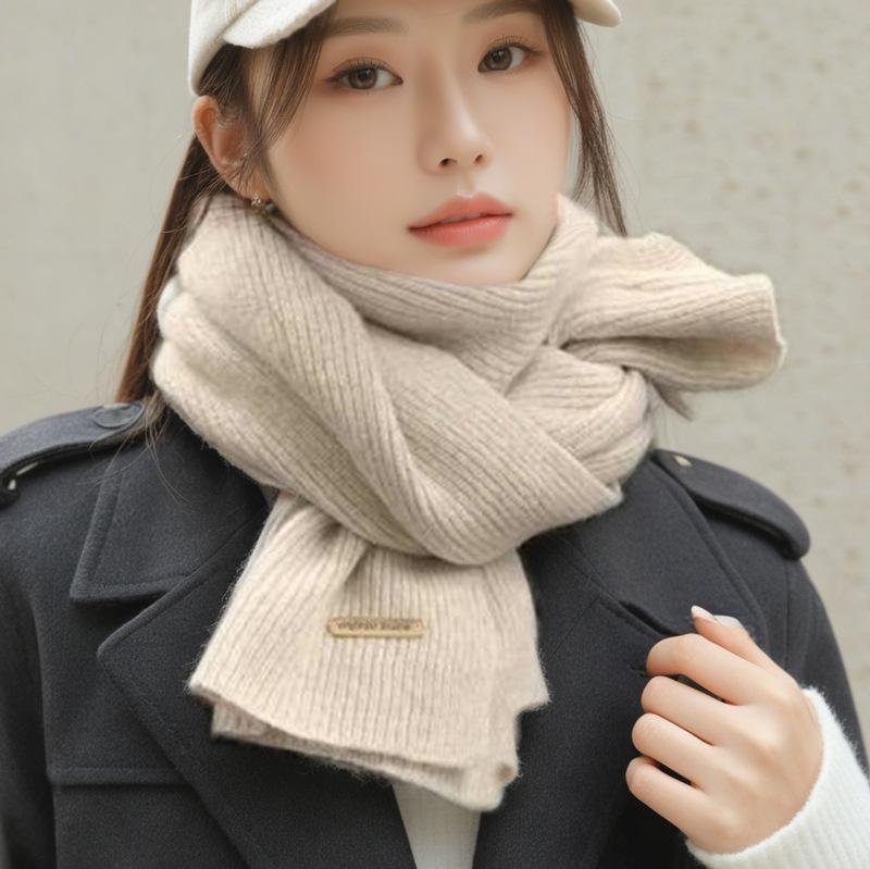 2025 Wool Knit Solid Color Snood: Versatile Korean-Style Scarf for Winter - High-End Gift for Women & Men