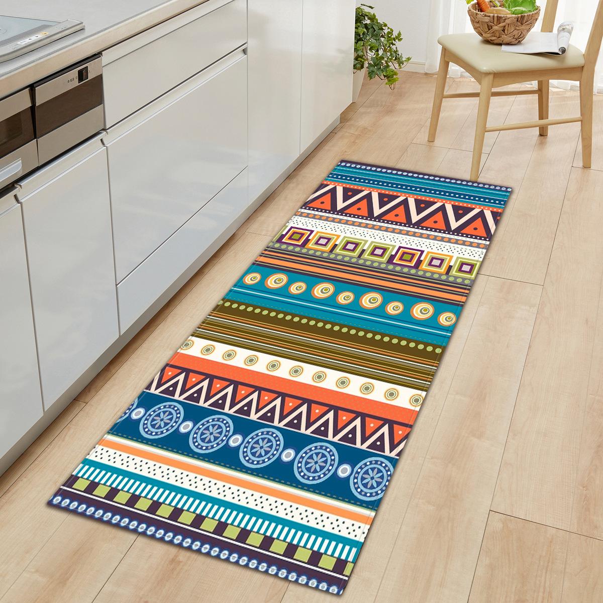 

Geometric Color Porch Door Mat Bathroom Absorbent Floor Mat Kitchen Wear-Resistant Long Bedroom Living Room Carpet 40*60cm