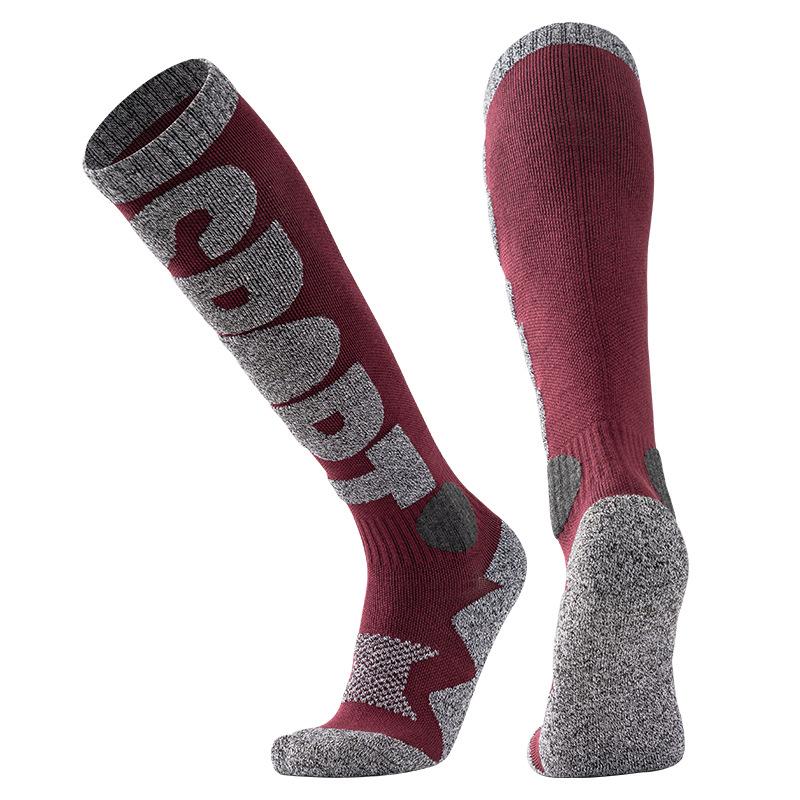 Winter Warm Ski Socks Thickened Wool Knee High Snowboard Socks Moisture Wicking Anti Slip Cold Proof Long Tube Socks Hiking Ski красный