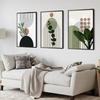 Bohemian Light Frameless Canvas Painting Simple Green Leaves Plant Poster Simple Lines Bedroom Decorative Wall Art