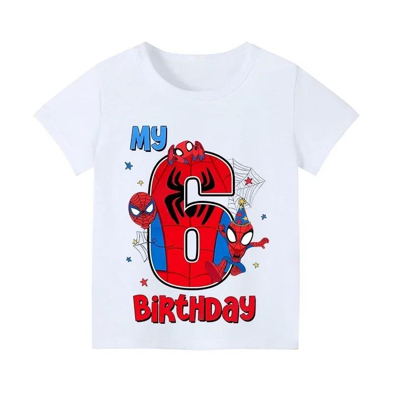 Spider Man Children's Digital T-shirt Children's Top Cartoon Summer Preschool Children's Clothing Birthday Short Sleeved T-shirt