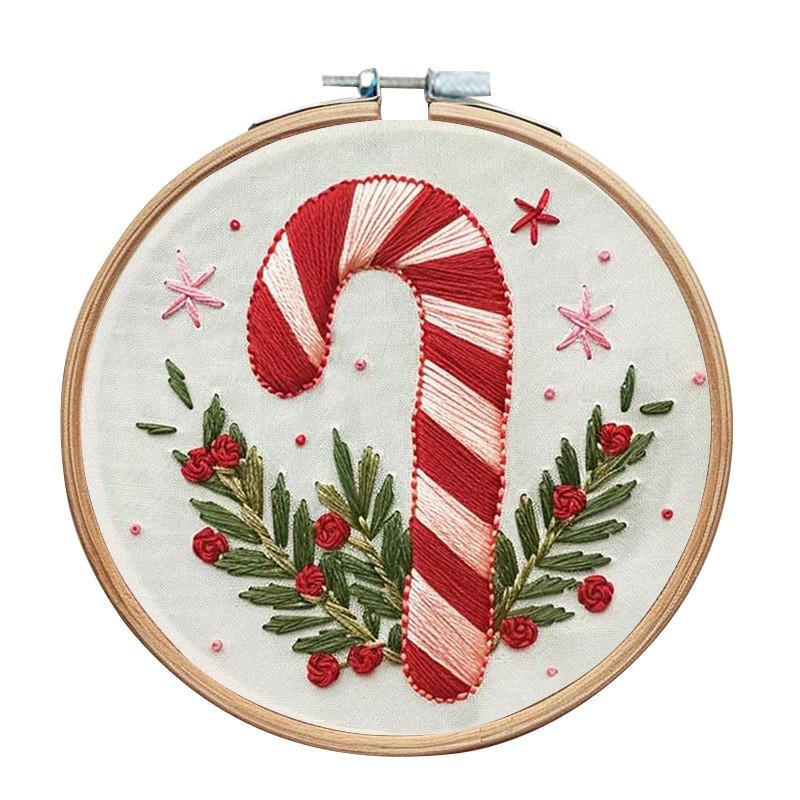 Christmas Embroidery Kit Featuring Unique Floral And Leaf Designs Perfect For Holiday Decor Projects