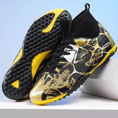 Men's Football Boots  Rubber Soft Bottom Short Nail Leather Football Shoes Children's Football Sneakers
