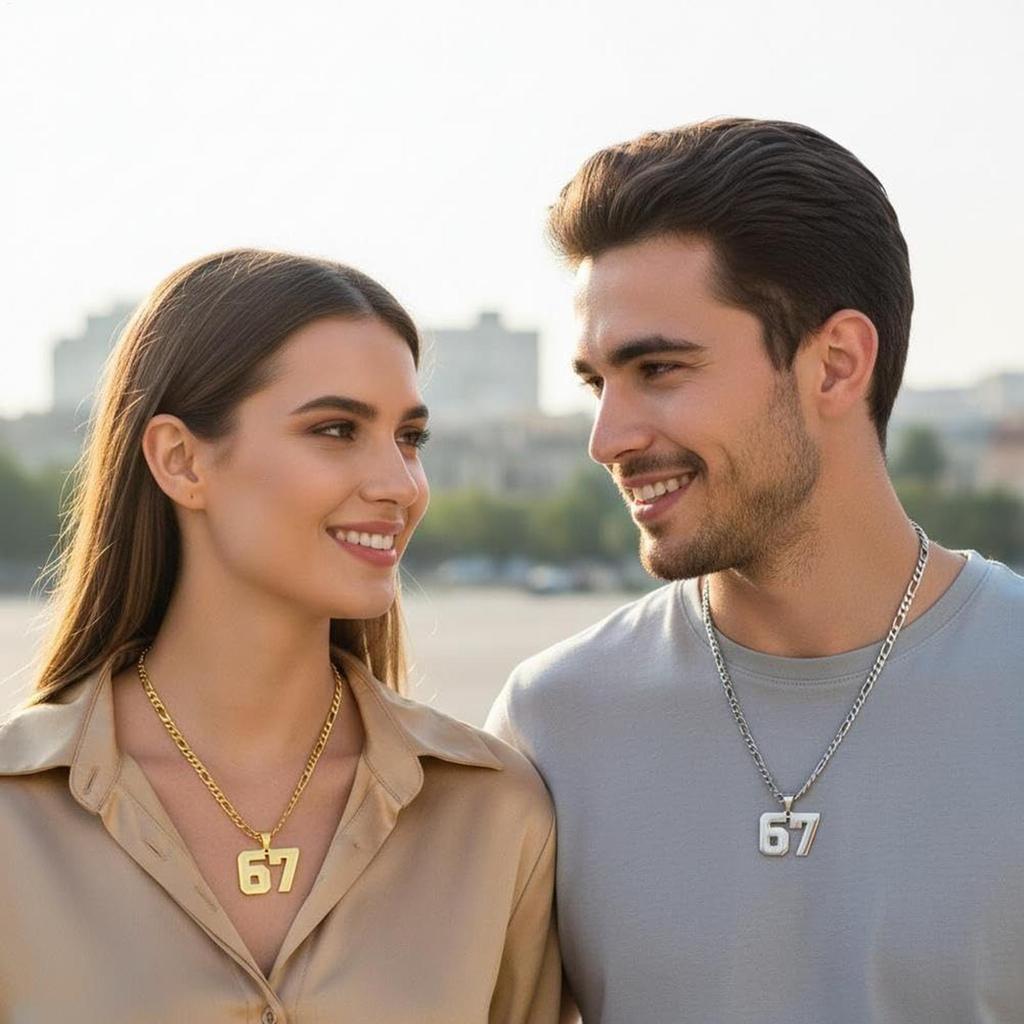 New Stainless Steel Chain 67 Number Pendant Necklace For Women Men Lucky Number T Rend Chain Party Jewelry Gifts 67 Necklace