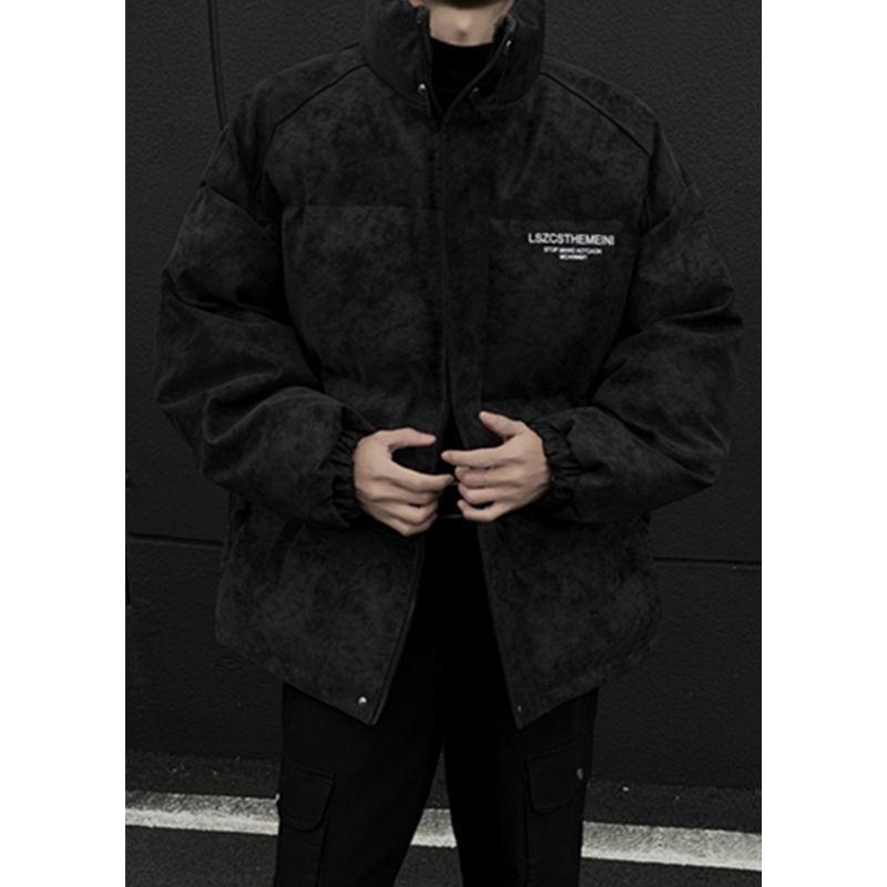 Мужская матовая утолщенная хлопковая пуховая куртка, американский стиль, воротник-стойка, модная и стильная XXL чёрный