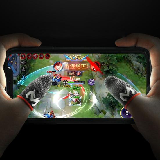 1 Paar MEMO Fingerlinge Atmungsaktiv Empfindlich Schweißresistent Faser aus Kunstsilber Gaming-Fingerlinge für PUBG Mobile Game