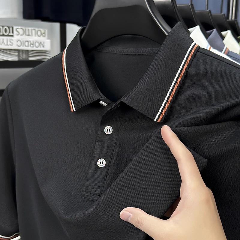 New Men's Business Casual Short Sleeved Shirt Solid Color Polo Shirt Fashionable Breathable Comfortable Versatile Top
