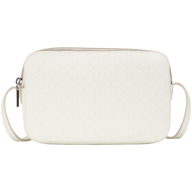 

Calvin Klein Casual Portable Monogram Print Coated Fabric Shoulder Bag Small Women bags Lily-White 4F3268G-2XB Basic Set (Bag)