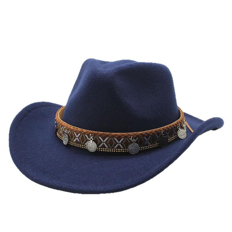 Western cowboy hat American retro big brim top hat Shade sun protection hat Outdoor hiking hat Jazz hat