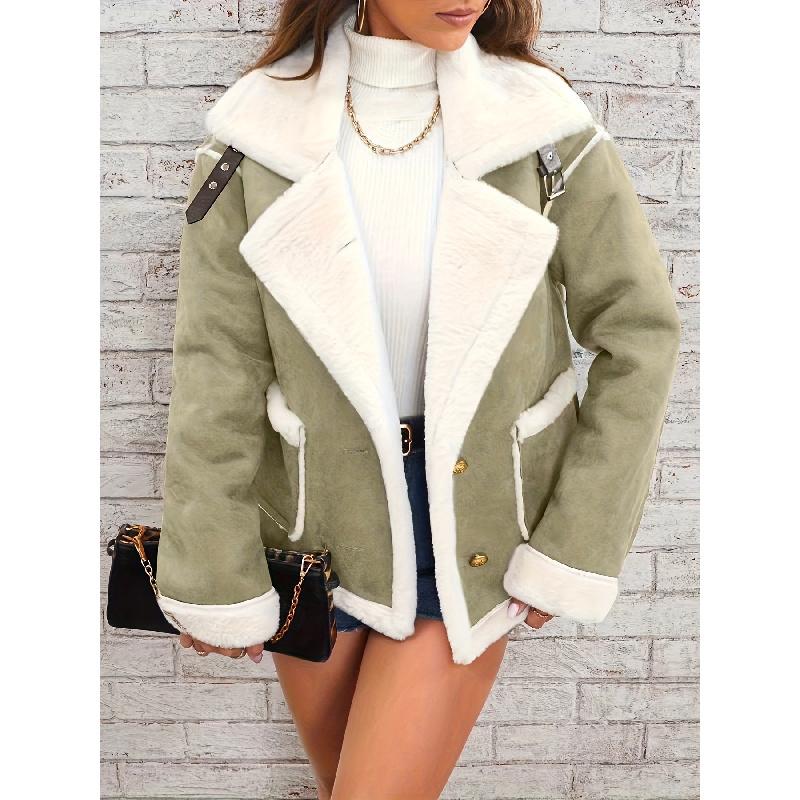 Giacca di Pelliccia Sintetica con Collo a Revers Autunnale e Invernale Nuova Moda Europea e Americana Cappotto Caldo Integrato Pelliccia Donna