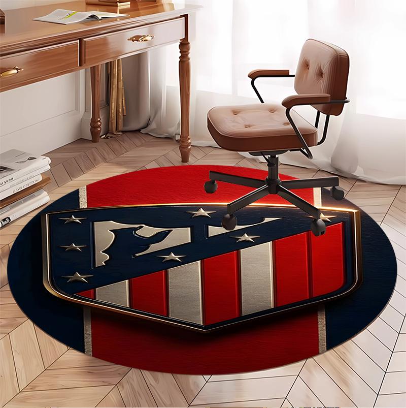 Atletico Madrid Pattern Round Rug, Indoor/Outdoor Mat, for Picnic, Gameroom, Bedroom, Office, Living Room, Home Decor Carpet, Birthday Gift