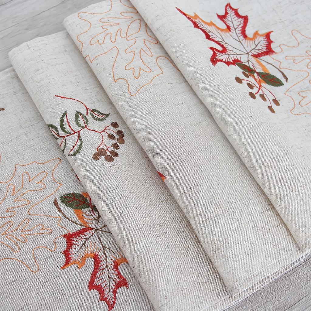 1pc Rustic Maple Tablecloth Thickened Hemp Embroidery Table Flag Gift Party Birthday Party Decoration Restaurant Decoration Tablecloth Room Decoration